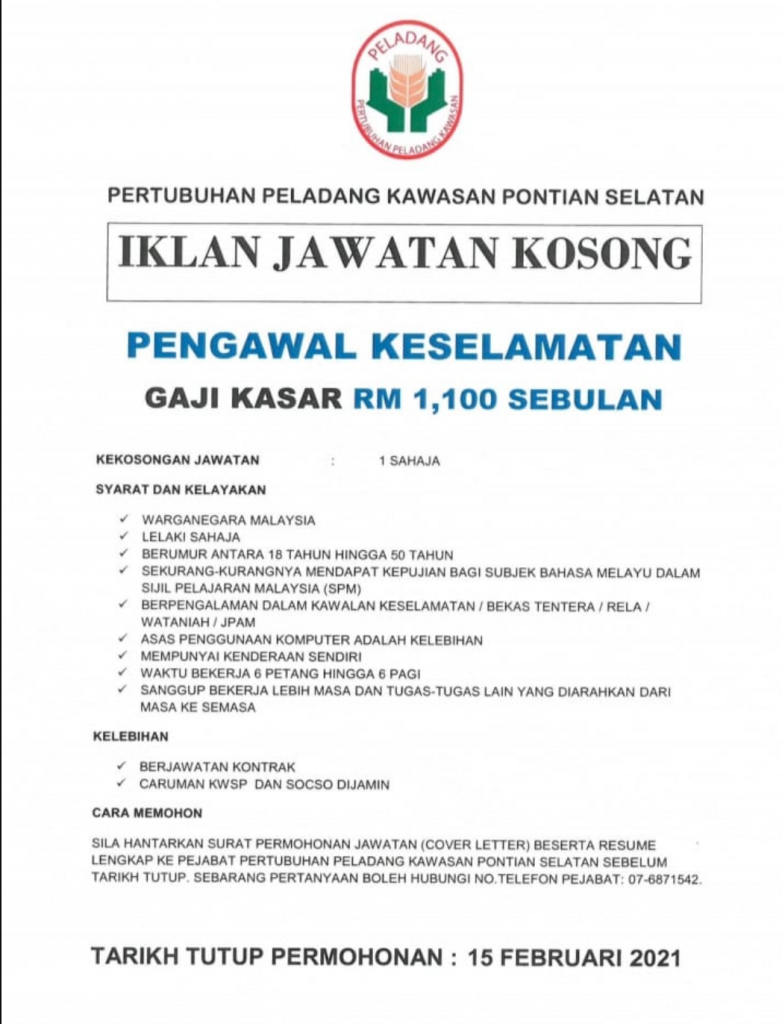 Iklan Jawatan Pertubuhan Peladang Kawasan Pontian Selatan Jobs Hub