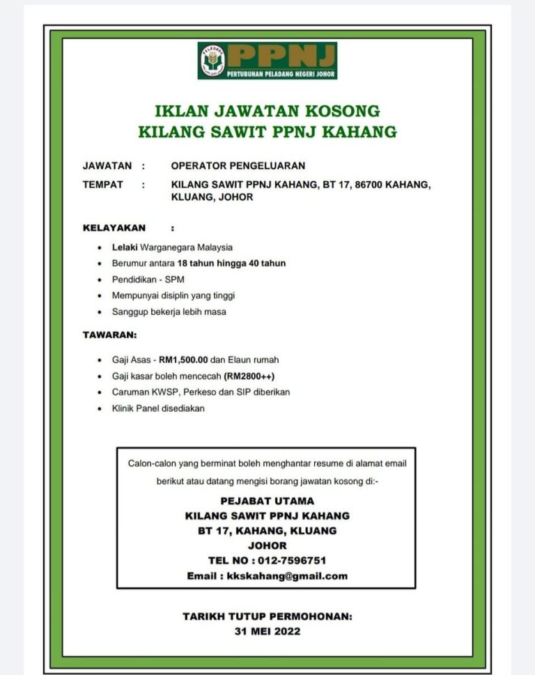 Iklan Jawatan Pertubuhan Peladang Negeri Johor Ppnj Jobs Hub