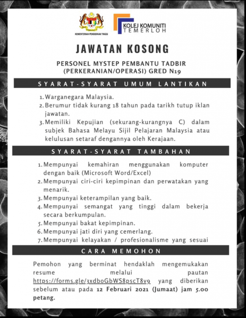 Iklan Jawatan Kolej Komuniti Termerloh » Jobs Hub