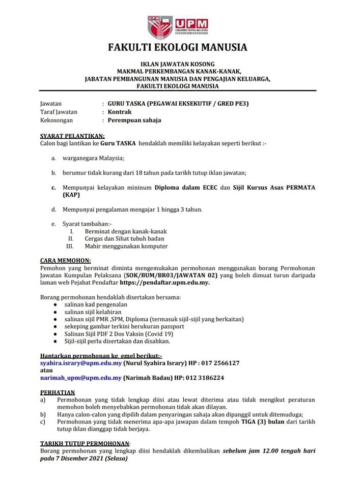 Iklan Jawatan Universiti Putra Malaysia (UPM) » Jobs Hub