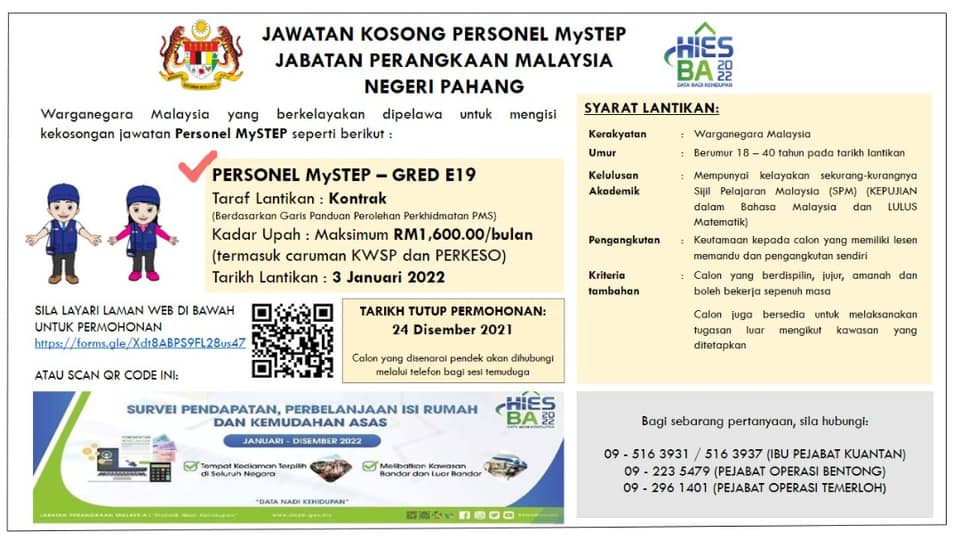 Iklan Jawatan Jabatan Perangkaan Negeri Pahang » Jobs Hub