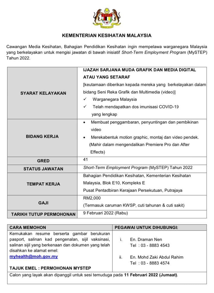 Iklan Jawatan Kementerian Kesihatan Malaysia (KKM) » Jobs Hub