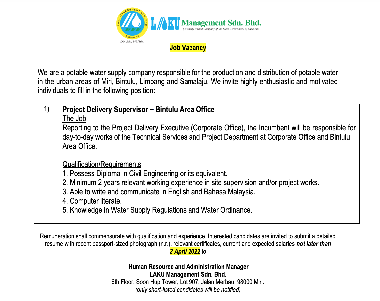 Jawatan Kosong LAKU MANAGEMENT Sdn Bhd