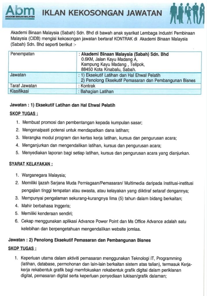 Iklan Jawatan Akademi Binaan Malaysia Abm Jobs Hub