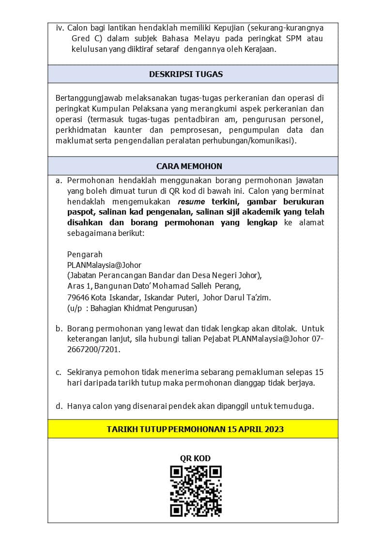 Iklan Jawatan PLANMalaysia Johor » Jobs Hub