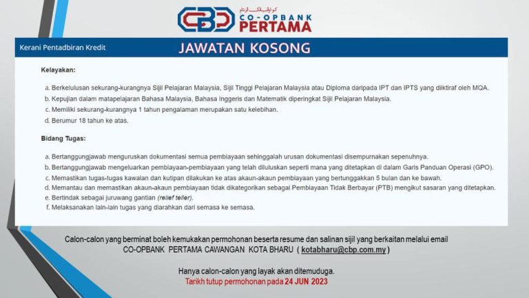 Iklan Jawatan Co-opbank Pertama Malaysia Berhad » Jobs Hub