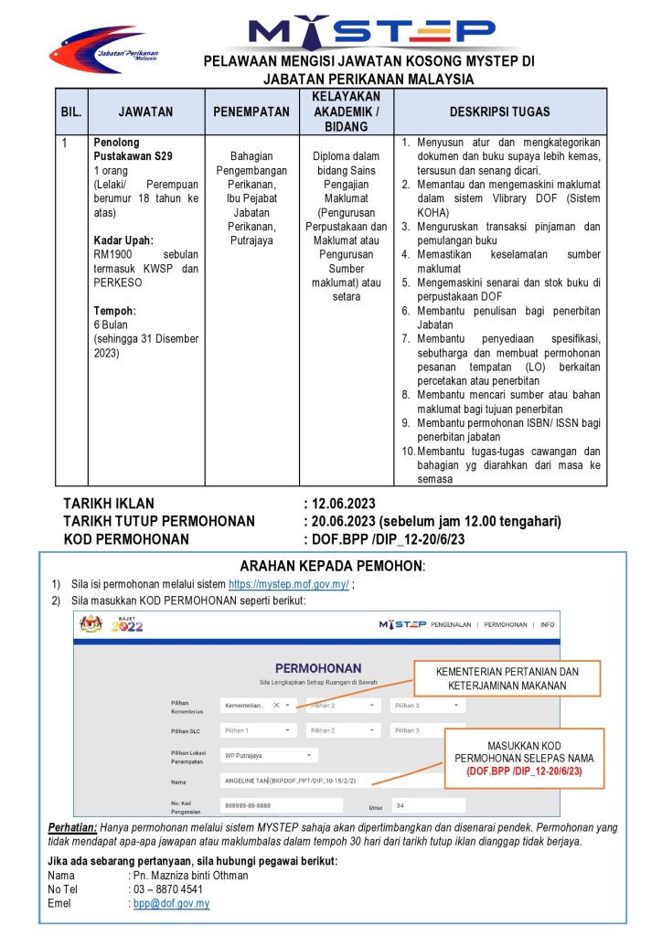 Iklan Jawatan Jabatan Perikanan Malaysia Jobs Hub