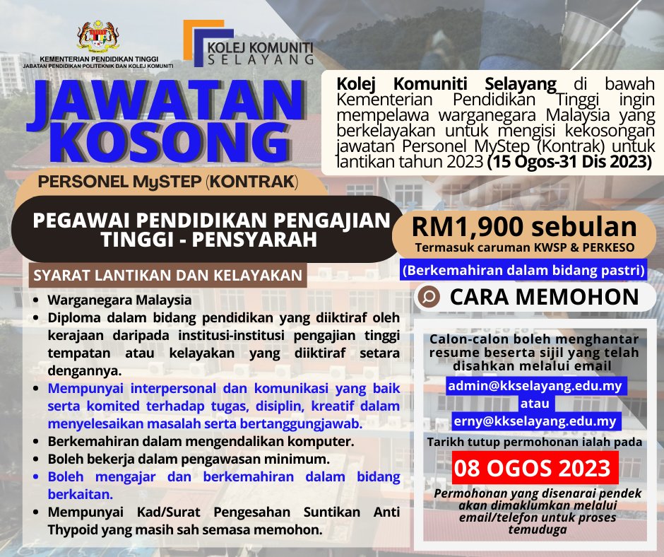 Iklan Jawatan Kolej Komuniti Selayang Jobs Hub