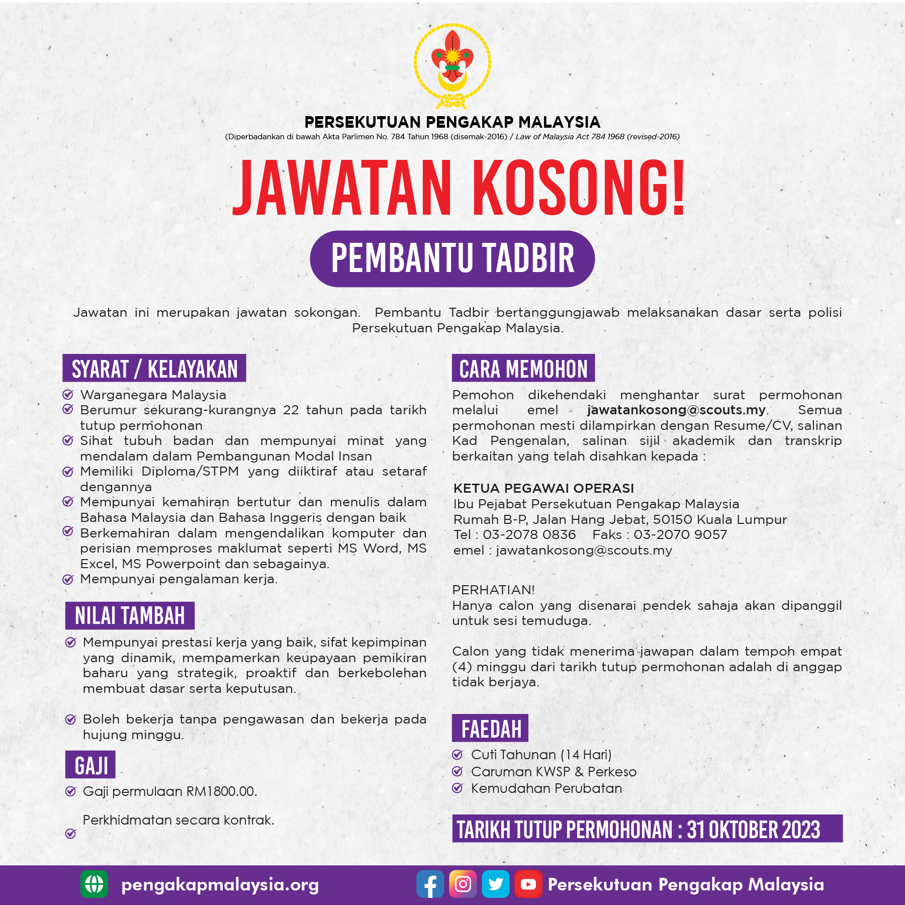 Iklan Jawatan Persekutuan Pengakap Malaysia » Jobs Hub