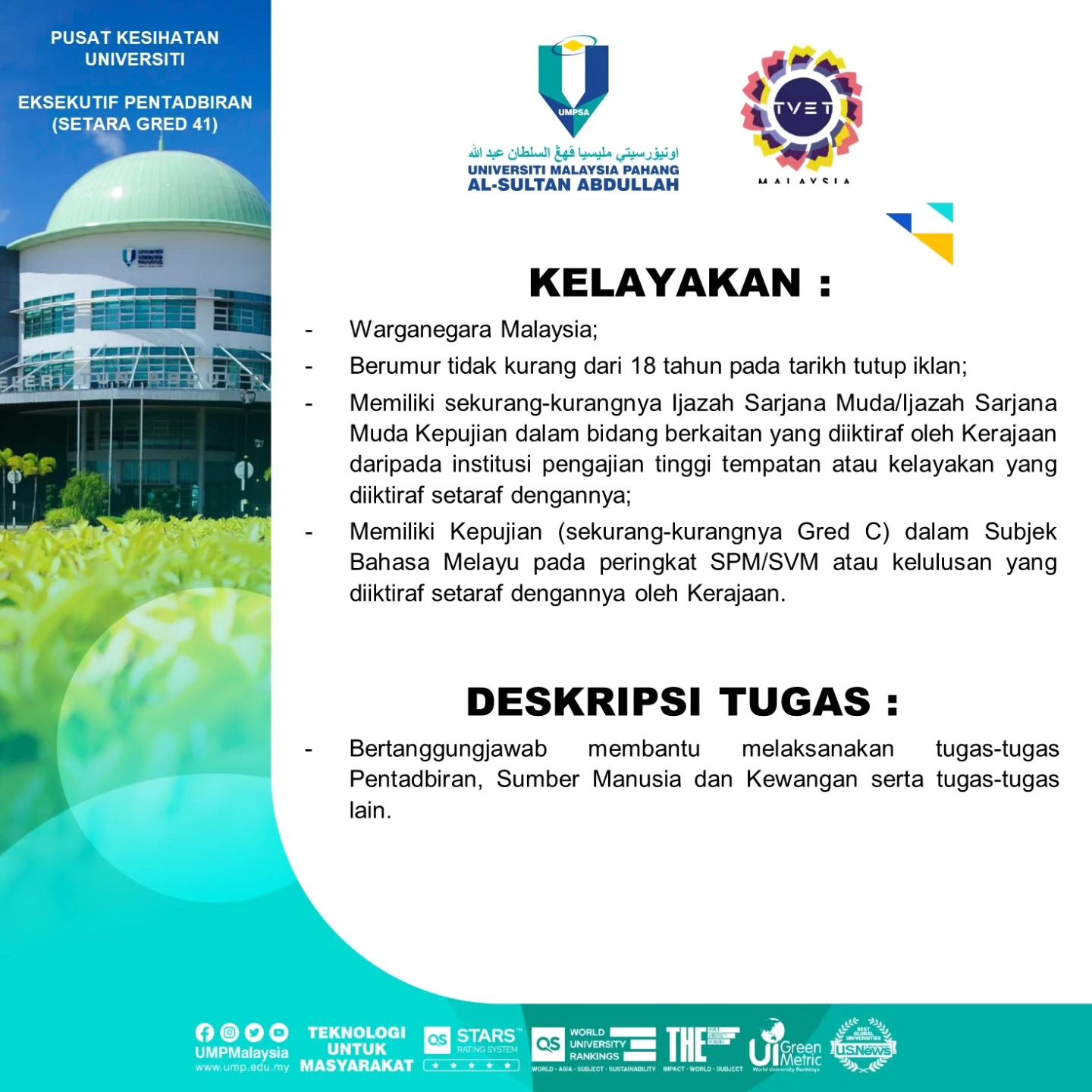 Iklan Jawatan Pusat Kesihatan Universiti Malaysia Pahang Al Sultan Abdullah Ump Jobs Hub