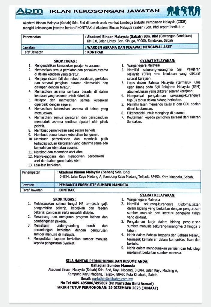 Iklan Jawatan Akademi Binaan Malaysia Abm Jobs Hub