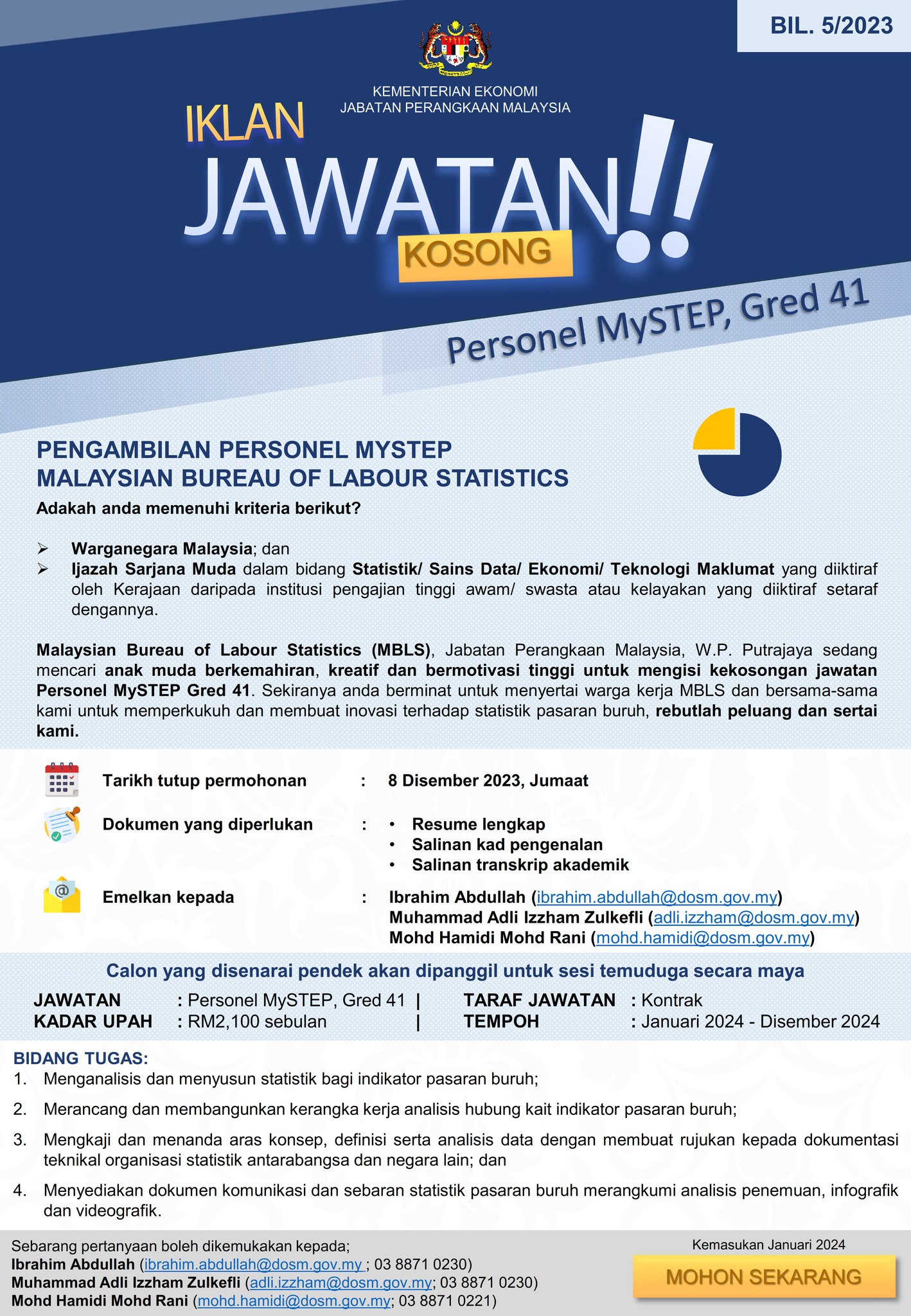 Iklan Jawatan Jabatan Perangkaan Malaysia » Jobs Hub