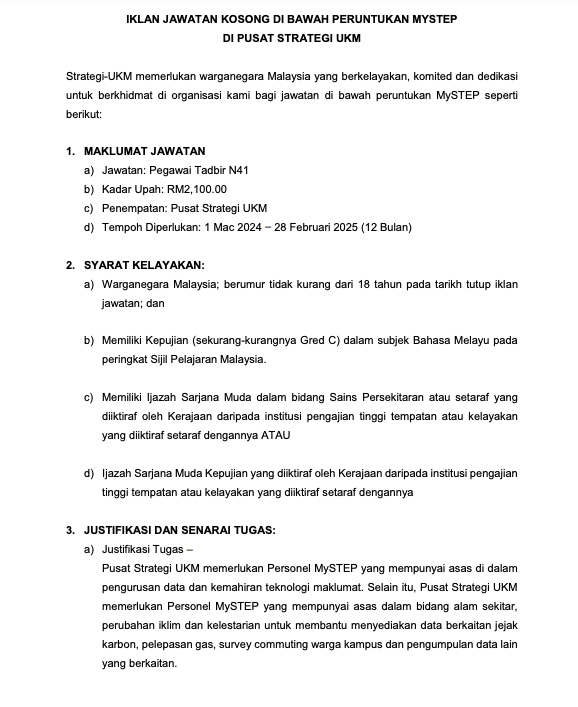 Iklan Jawatan Pusat Strategi Universiti Kebangsaan Malaysia Ukm Jobs Hub