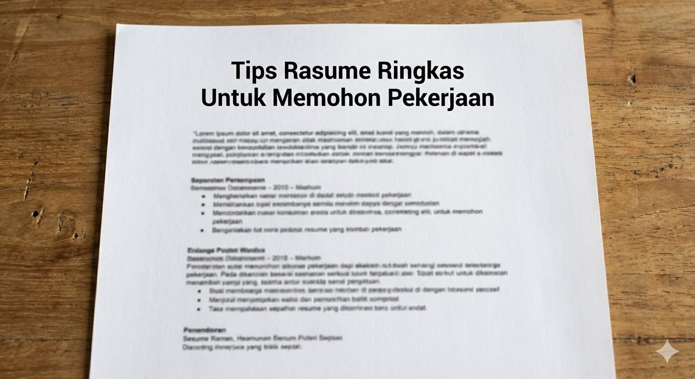 Tips Resume Ringkas Untuk Memohon Pekerjaan